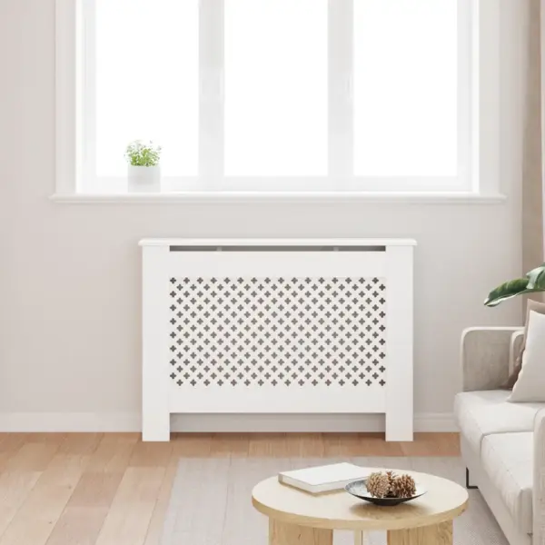 Valge MDF radiaatorikate riiulipinnaga, 112 x 19 x 81,5 cm – 3