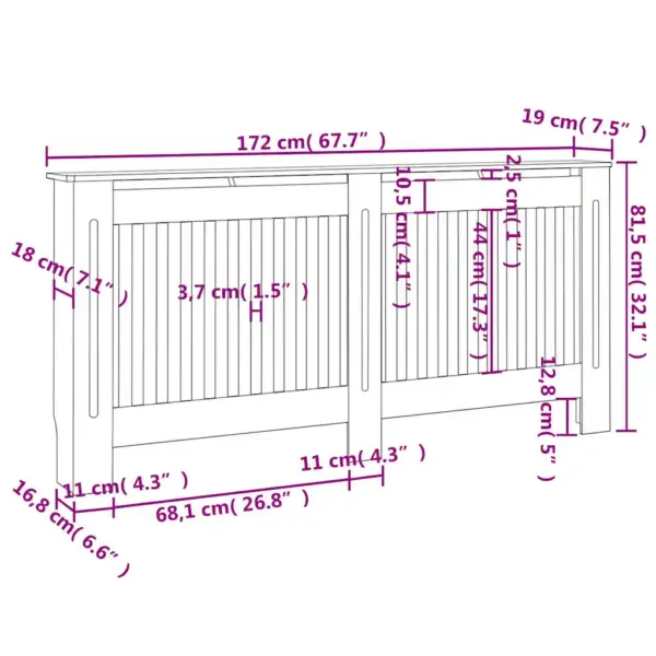 Valge MDF radiaatorikate liistudest disainiga, 172 x 19 x 81,5 cm – 5
