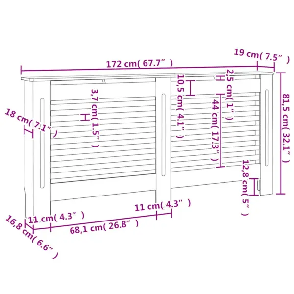 Valge radiaatorikate liistudega, MDF, 172 x 19 x 81,5 cm – 8
