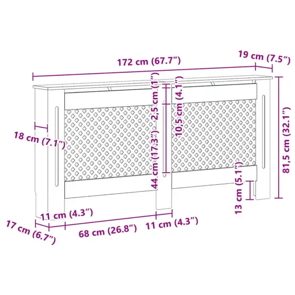 Valge matt MDF radiaatorikate, 172 x 19 x 81,5 cm – 9