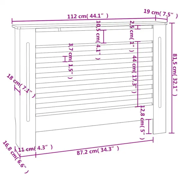Valge MDF radiaatorikate 112 x 19 x 81,5 cm – 9