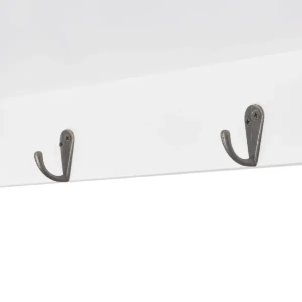Valge MDF seinavitriinkapp klaasuste ja konksudega, 68 x 17 x 44 cm - 7