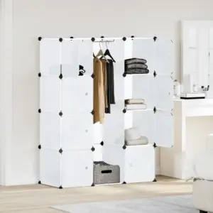 Valge modulaarne plastkapp 9 sektsiooniga, 109 x 36,5 x 143 cm