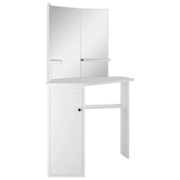 Nurga tualettlaud kolmepeegliga, valge MDF ja melamiin, 111 x 54 x 141,5 cm – 3