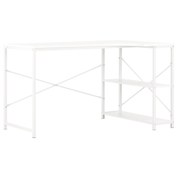 Valge L-kujuline arvutilaud 2 riiuliga, 120 x 72 x 70 cm – 2