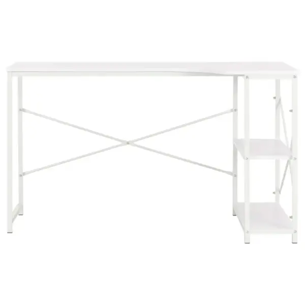Valge L-kujuline arvutilaud 2 riiuliga, 120 x 72 x 70 cm – 3