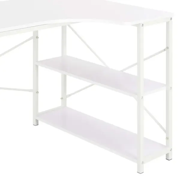 Valge L-kujuline arvutilaud 2 riiuliga, 120 x 72 x 70 cm – 6