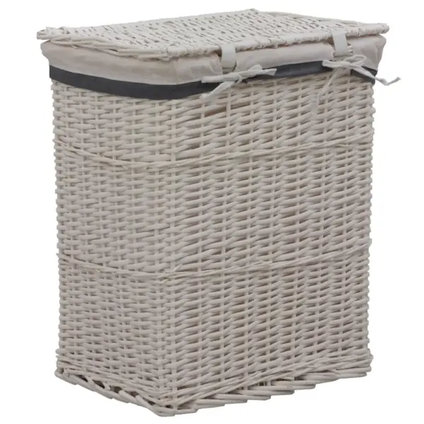 Valge pajust pesukorv kaanega, 43 x 34 x 57,5 cm – 4