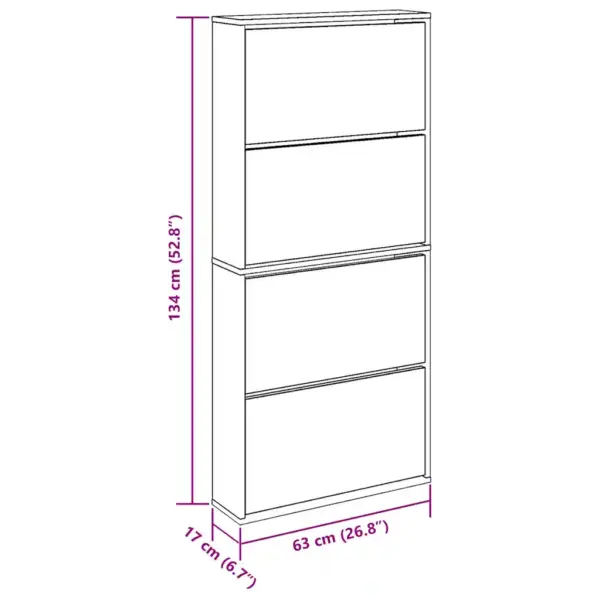 Valge peegliga kingakapp 4 allatõmmatava sahtliga, 63 x 17 x 134 cm – 8