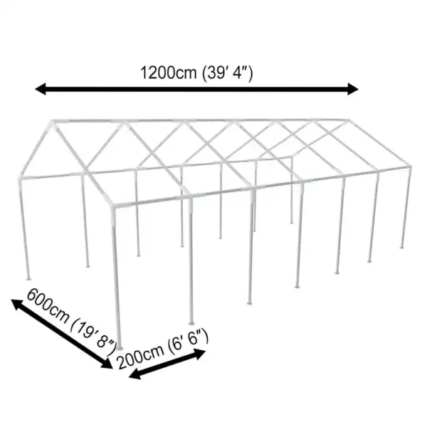 Valge PE peotelk 12 x 6 m külgpaneelide ja terasraamiga – 5
