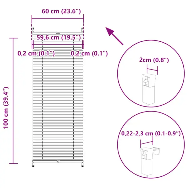 Valge plisseekardin klambrikinnitusega, 60 x 100 cm – 10
