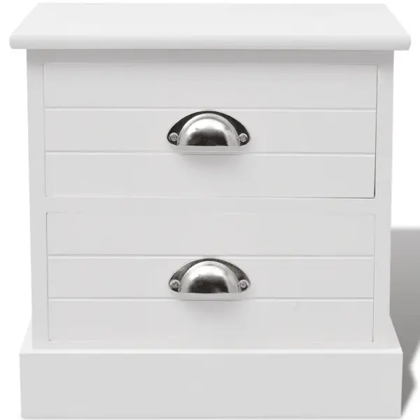 Valge Prantsuse maakodu stiilis öökapp 2 sahtliga, 38 x 28 x 38 cm – 3