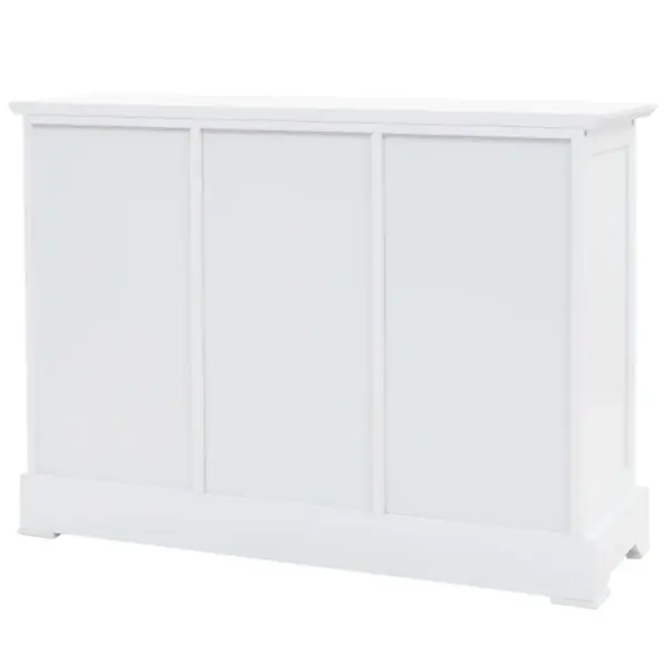 Valge puhvetkapp 3 ukse ja 3 sahtliga, MDF ja männipuit, 105 x 35 x 77,5 cm – 4