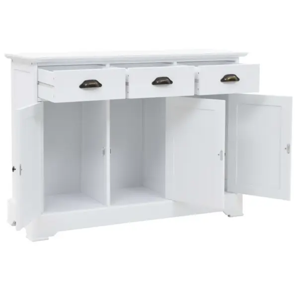 Valge puhvetkapp 3 ukse ja 3 sahtliga, MDF ja männipuit, 105 x 35 x 77,5 cm – 5
