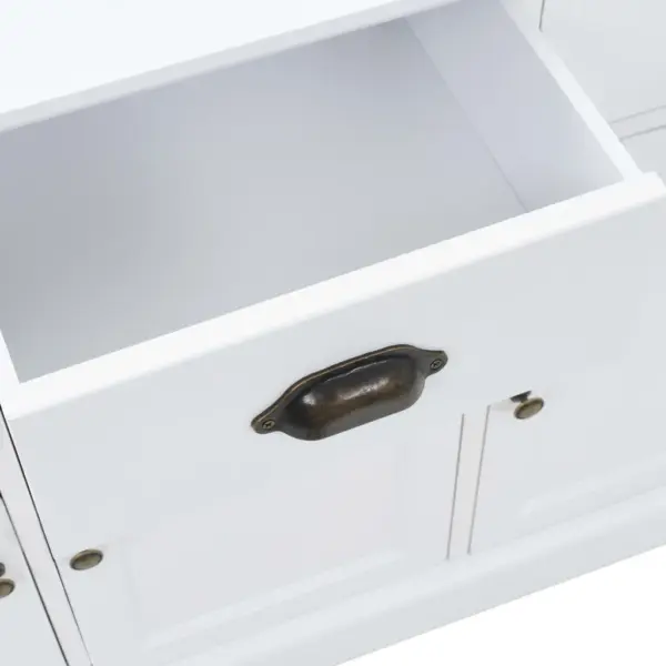 Valge puhvetkapp 3 ukse ja 3 sahtliga, MDF ja männipuit, 105 x 35 x 77,5 cm – 8