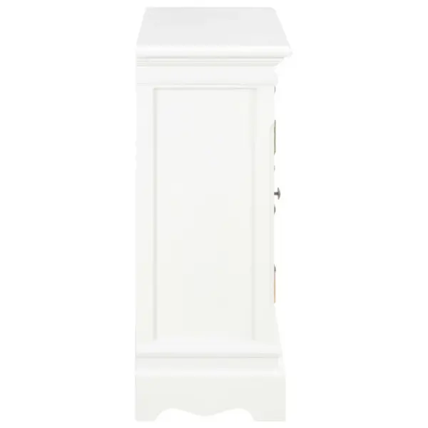 Valge puhvetkapp 4 sahtli ja 2 akrüülklaasist uksega, MDF ja männipuit, 70 x 28 x 70 cm – 4