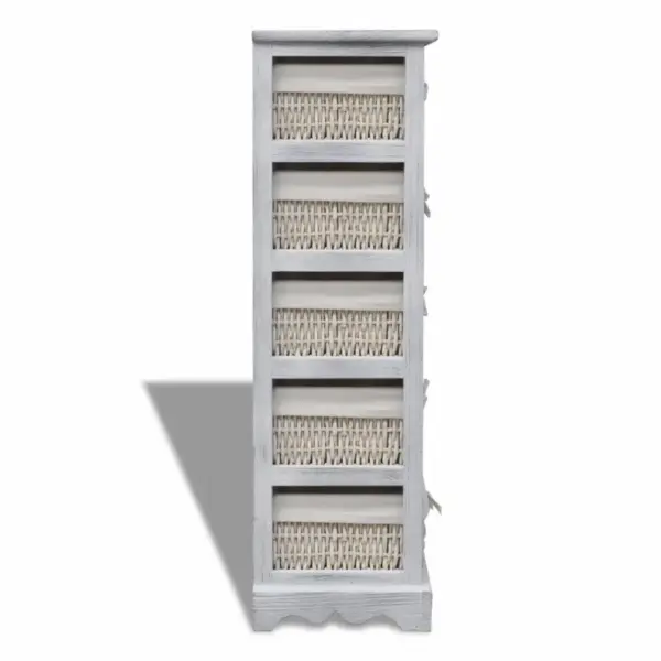 Valge paulowniapuidust hoiuriiul 5 punutud korviga, 25 x 28 x 90 cm – 4