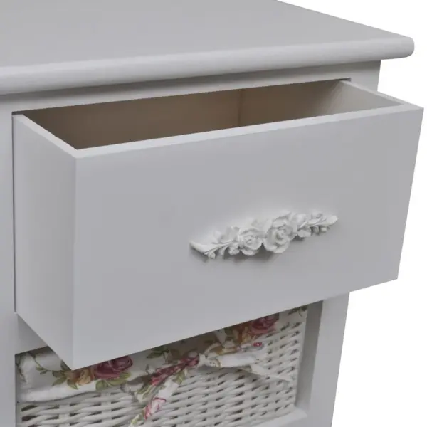 Valge puidust kapp 1 sahtli ja 2 korviga, Paulownia puit ja MDF, 35 x 25 x 60,5 cm – 4