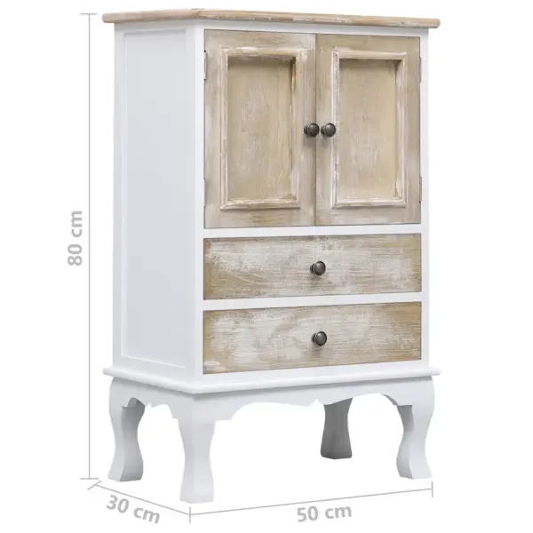 Valge puidust kummut 2 sahtli ja 2 uksega, 50 x 30 x 80 cm – 7