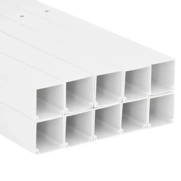 Valge PVC kaablikanalite komplekt, 40 x 40 mm, 10 x 1 m – 5
