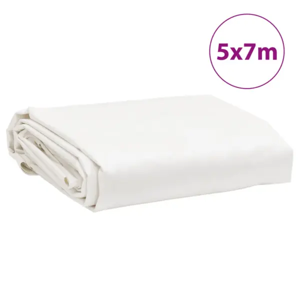 Valge PVC present veekindel, metallist aasadega, 5 x 7 m, 650 g/m² – 8