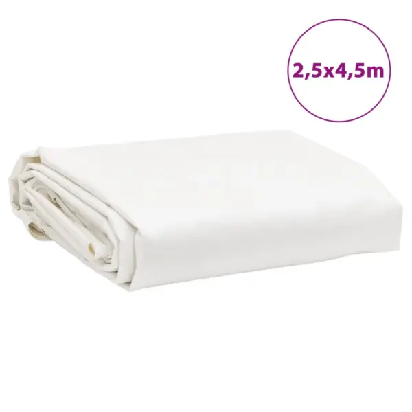 Valge PVC-kattega present metallist aasadega, 2,5 x 4,5 m, 650 g/m² – 8