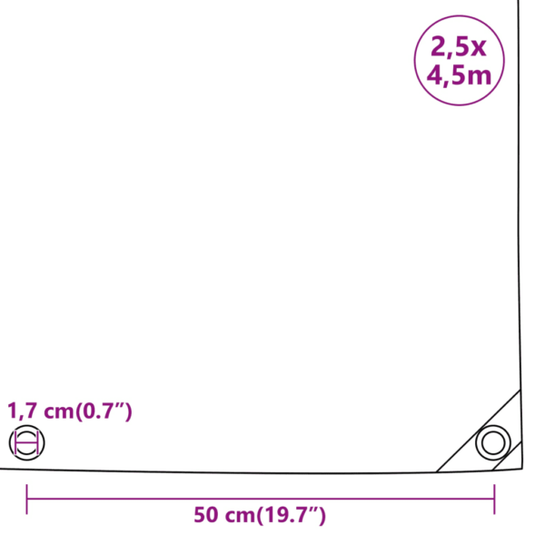 Valge PVC-kattega present metallist aasadega, 2,5 x 4,5 m, 650 g/m² – 9