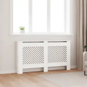 Valge MDF radiaatorikate riiulipinnaga, 152 x 19 x 81,5 cm