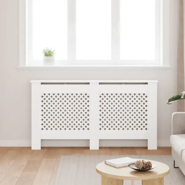 Valge MDF radiaatorikate riiulipinnaga, 152 x 19 x 81,5 cm – 3