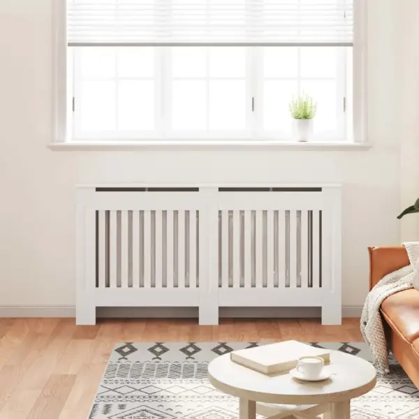 Valge tehispuidust radiaatorikate liistudega, 152 cm – 3