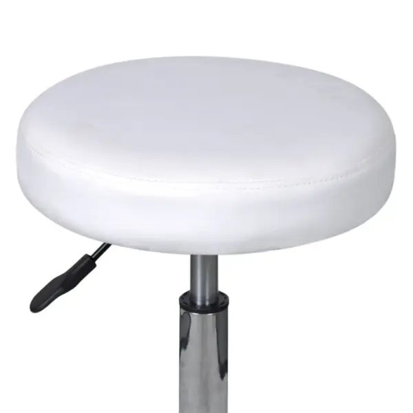 Valge reguleeritav kontoritool ratastel, ümar iste 64–84 cm – 2