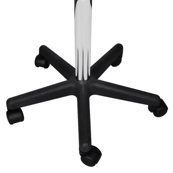 Valge reguleeritav kontoritool ratastel, ümar iste 64–84 cm – 3