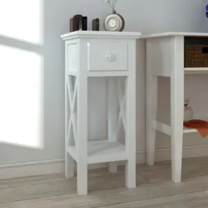 Valge sahtliga lisalaud koridori või elutuppa, MDF ja männipuit, 27 x 27 x 65,5 cm