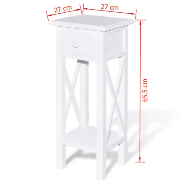 Valge sahtliga lisalaud koridori või elutuppa, MDF ja männipuit, 27 x 27 x 65,5 cm – 6