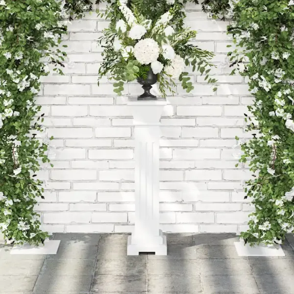 Klassikaline sambakujuline lillealus, valge MDF, 17 x 17 x 66 cm – 3