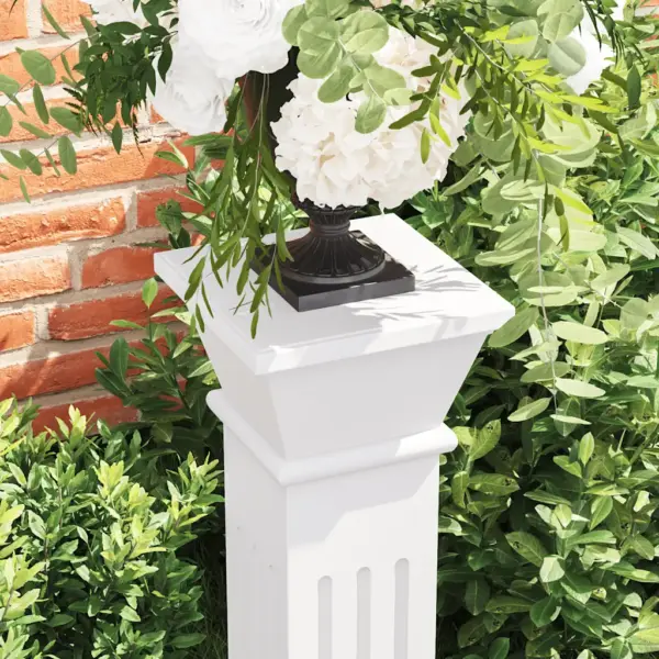 Klassikaline sambakujuline lillealus, valge MDF, 17 x 17 x 66 cm – 4
