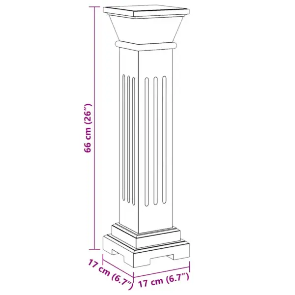 Klassikaline sambakujuline lillealus, valge MDF, 17 x 17 x 66 cm – 8