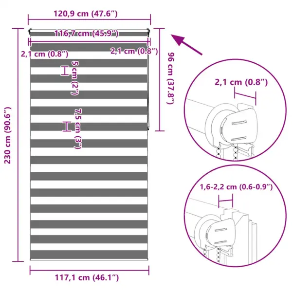 Valge sebraruloo kettmehhanismiga, 120 x 230 cm, 100% polüester – 13