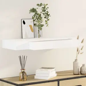 Valge seinale kinnitatav MDF riiul sahtliga, 80 x 25 x 8 cm