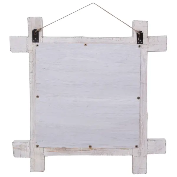 Valge ruudukujuline peegel taastatud puidust raamiga, 70 x 70 cm – 4