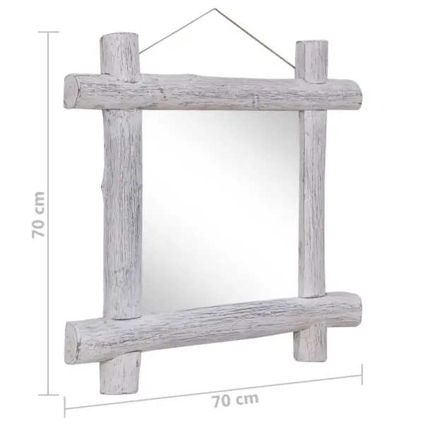 Valge ruudukujuline peegel taastatud puidust raamiga, 70 x 70 cm – 6