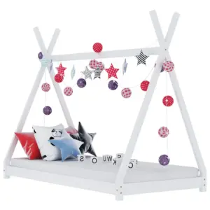 Tipi-stiilis lastevoodi raam madratsile 70 x 140 cm, valge männipuit