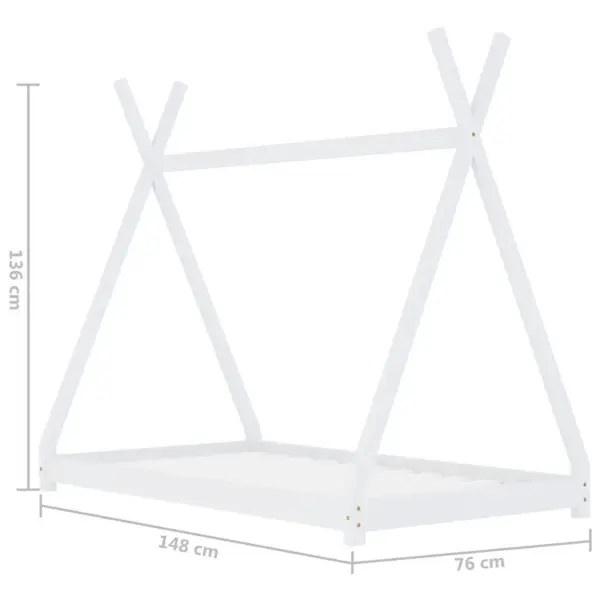 Tipi-stiilis lastevoodi raam madratsile 70 x 140 cm, valge männipuit – 7