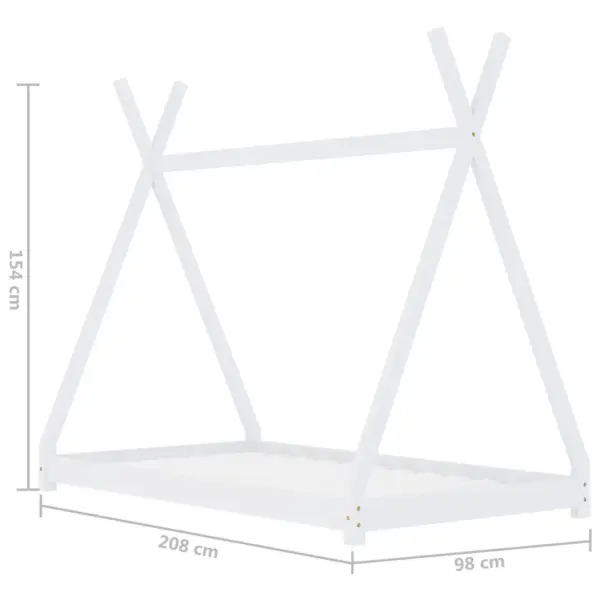 Tipi-stiilis lastevoodi raam liistpõhjaga, valge männipuit, 90 x 200 cm – 7