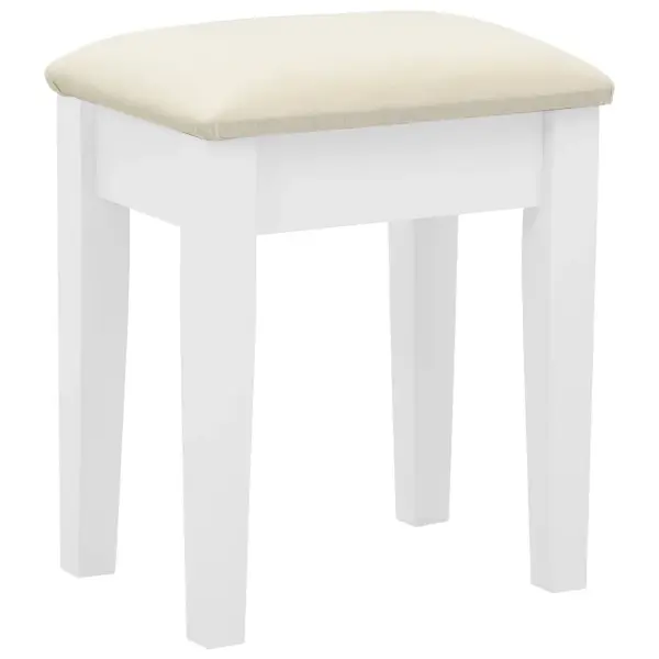 Valge tualettlaud ovaalse peegli ja taburetiga, Paulownia puit ja MDF, 65 x 36 x 128 cm – 9