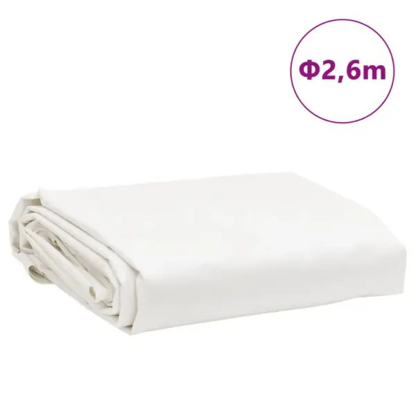 Valge ümmargune PVC present metallist aasadega, Ø 2,6 m, 650 g/m² - 8