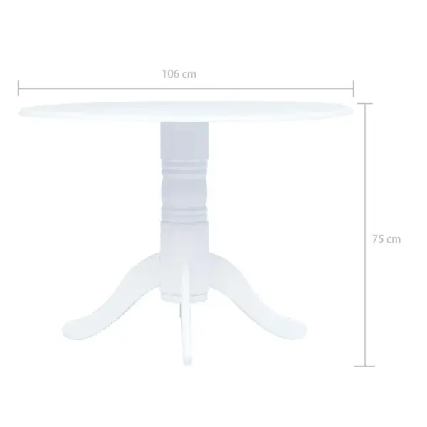 Ümmargune valge söögilaud kautšukipuidust, 106 cm - 5