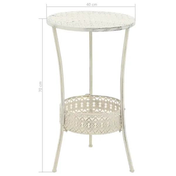 Ümmargune vanaaegses stiilis metallist bistroolaud korviga, valge, 40 x 70 cm – 6