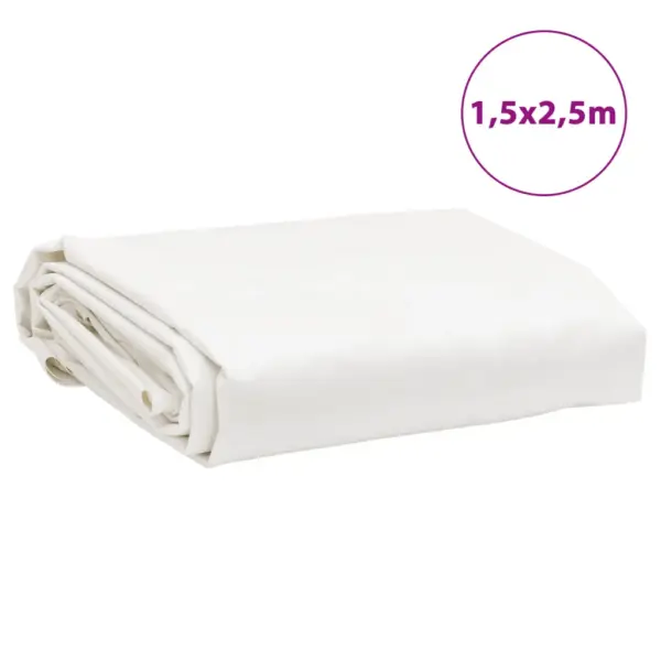 Valge veekindel PVC present metallist aasadega, 1,5 x 2,5 m, 650 g/m² – 8