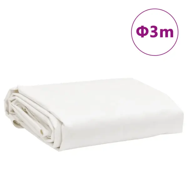 Valge ümmargune PVC present metallist aasadega, Ø 3 m, 650 g/m² – 8